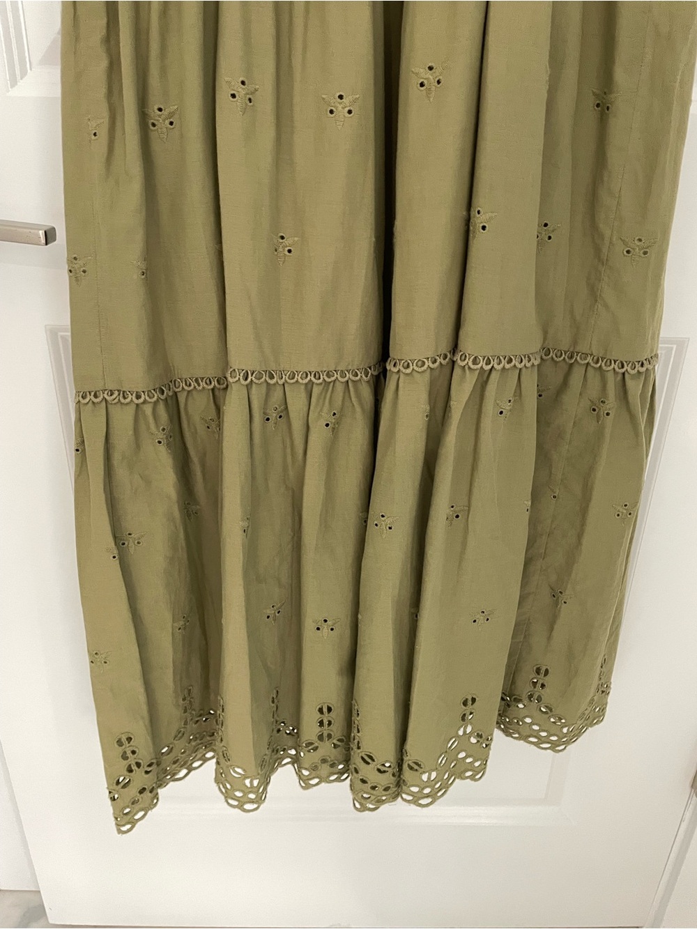 NEW Caroline Constas Green Cotton Eyelet Lace Midi Dress Luxury Vacation.     17 - Picture 7 of 11